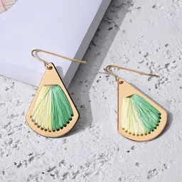 Accessorize Contemporary Raffia Inlay Drop Earrings-44