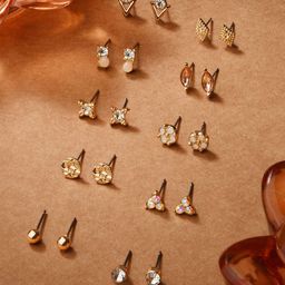 Accessorize Set Of 10 Crystals Stud Earrings-56
