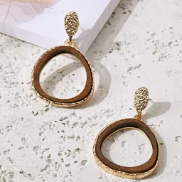 Accessorize Wooden Circular Drop Earrings-16