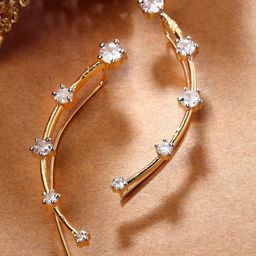 ZENEME White Gold Plated Contemporary Ear Cuff Earrings-46