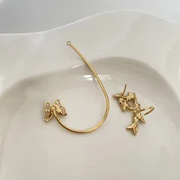 Yellow Chimes Brass Gold-Plated Contemporary Ear Cuff Earrings-20