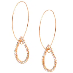 Shining Jewel - By Shivansh Rose Gold-Plated Teardrop Shaped Drop Earring image 2