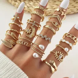 Jewels Galaxy Set Of 23 Gold-Plated Stackable Rings image 2