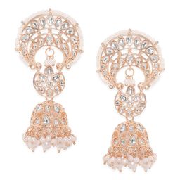 Rubans 22k Gold Plated Dome Shaped Kundan Jhumkas image 5