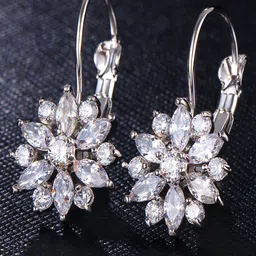 Shining Diva Fashion Silver-Plated Contemporary Hoop Earrings-image-66