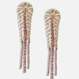 SOHI Gold-Plated Artificial Stones Leaf Shaped Drop Earrings image 2