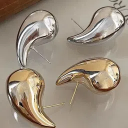 VAGHBHATT Set Of 2 Stainless Steel Teardrop Shaped Drop Earrings image 5