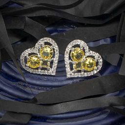 Manikya Rhodium-Plated Cubic Zirconia Studded Heart Shaped Studs Earrings image 2