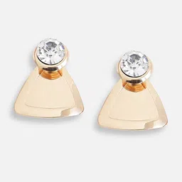 SOHI Gold-Plated Triangular Shaped Studs Earrings image 3
