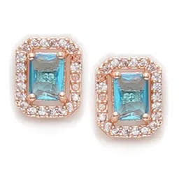 Ruby Raang Rose Gold-Plated Stones Studded Square Studs Earrings image 4