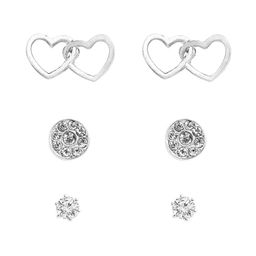Accessorize Set Of 3 Crystals-Studded Circular Studs Earrings image 2