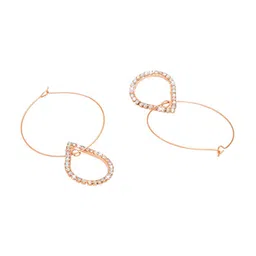 Shining Jewel - By Shivansh Rose Gold-Plated Teardrop Shaped Drop Earring image 3