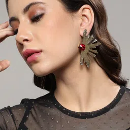 SOHI Artificial Stones Gold-Plated Drop Earrings image 4