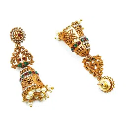 GRIIHAM Gold Plated AD Studded Contemporary Jhumkas Earrings image 3
