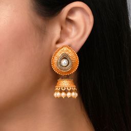 AQUASTREET Meenakari Gold-Plated Jhumkas Earrings-53