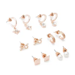 aadita Set Of 6 Gold-Plated Oval Studs Earrings image 3