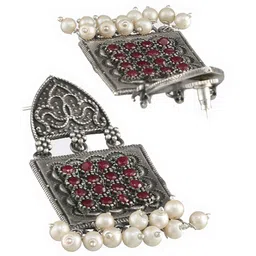Jazz and Sizzle Silver-Plated Square Shaped Drop Earrings image 3