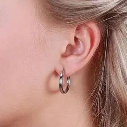 KRYSTALZ Men Silver-Plated Circular Hoop Earrings image 2