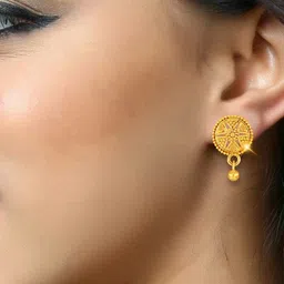 Vighnaharta Gold-Plated Floral Drop Earrings image 2