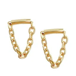 Yellow Chimes Gold Toned Linked Chain Drop Earrings image 2
