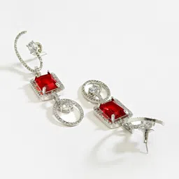 Kennice Rhodium-Plated Geometric Drop Earrings image 3
