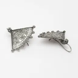 Moedbuille Silver-Plated Triangular Oxidised Drop Earrings image 3