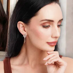HOT AND BOLD Rose Gold Plated Geometric Drop Earrings-32
