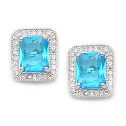 Ruby Raang Silver-Plated Geometric-Shaped Studs Earrings image 4