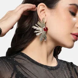SOHI Artificial Stones Gold-Plated Drop Earrings image 3