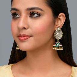 AQUASTREET Gold-Plated Dome Shaped Jhumkas Earrings-34
