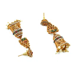 GRIIHAM Gold Plated AD Studded Contemporary Jhumkas Earrings image 2