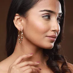 DressBerry Gold-Plated Circular Hoop Earrings-12
