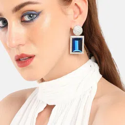 SOHI Gold-Plated Stone-Studded Drop Earrings-72