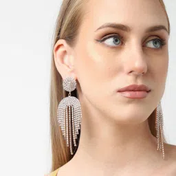 SOHI Silver-Plated Contemporary Tasselled Drop Earrings-23
