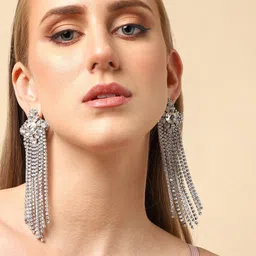 SOHI Silver-Plated Contemporary Drop Earrings-24