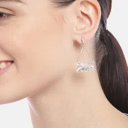 Aadvik Designs Gold-Plated AD Studded Contemporary Drop Earrings-5