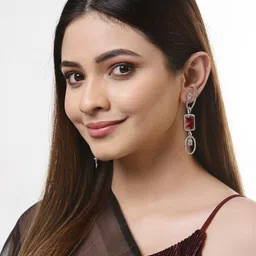 Kennice Rhodium-Plated Geometric Drop Earrings image 2
