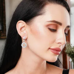 HOT AND BOLD Silver-Plated Contemporary Zircon Drop Earrings-image-90