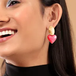 Rubans Voguish Gold-Plated Heart Shaped Drop Earrings-36