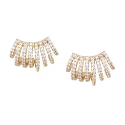 VAGHBHATT 92.6 Stainless Steel Gold-Plated Artificial Stones Studded Ear Cuff image 2