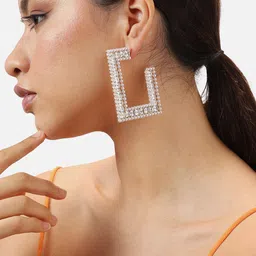 SOHI Gold-Plated Contemporary Half Hoop Earrings-image-72