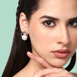 SOHI Gold Plated Contemporary Drop Earrings-image-61