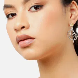 SOHI Gold-Plated Contemporary Drop Earrings-image-96