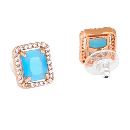 Estele Rose Gold-Plated CZ Studded Contemporary Studs Earrings image 4