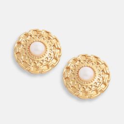 SOHI Gold-Plated Circular Studs Earrings image 4