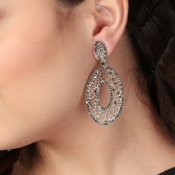 Adwitiya Collection Silver Plated Classic Drop Earrings image 3