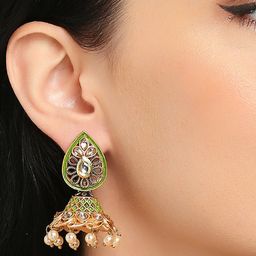 OOMPH Dome-Shaped Kundan & Beaded Jhumkas-27