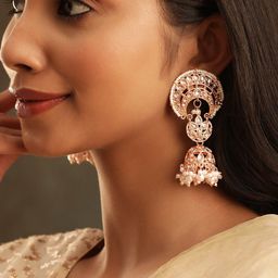 Rubans 22k Gold Plated Dome Shaped Kundan Jhumkas-30