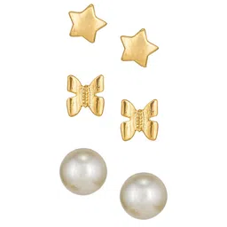 aadita Gold-Toned Geometric Studs Earrings image 5