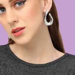 SOHI Silver-Plated Contemporary Drop Earrings-12